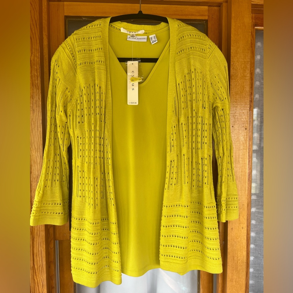 Susan Graver Size Small Green 2 layer Shirt NEW WITH TAGS